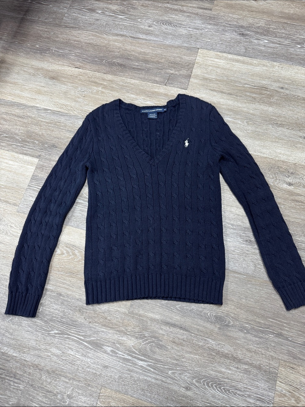 Ralph Lauren Men’s Navy Cable V-Neck Sweater